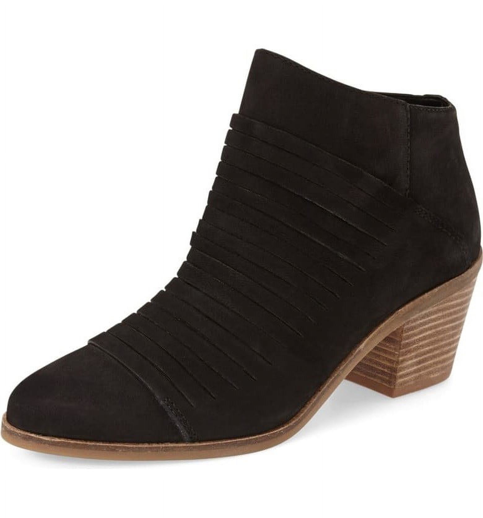 Zavrina Black Suede Pointed Toe Western Strappy Ankle Booties (12)